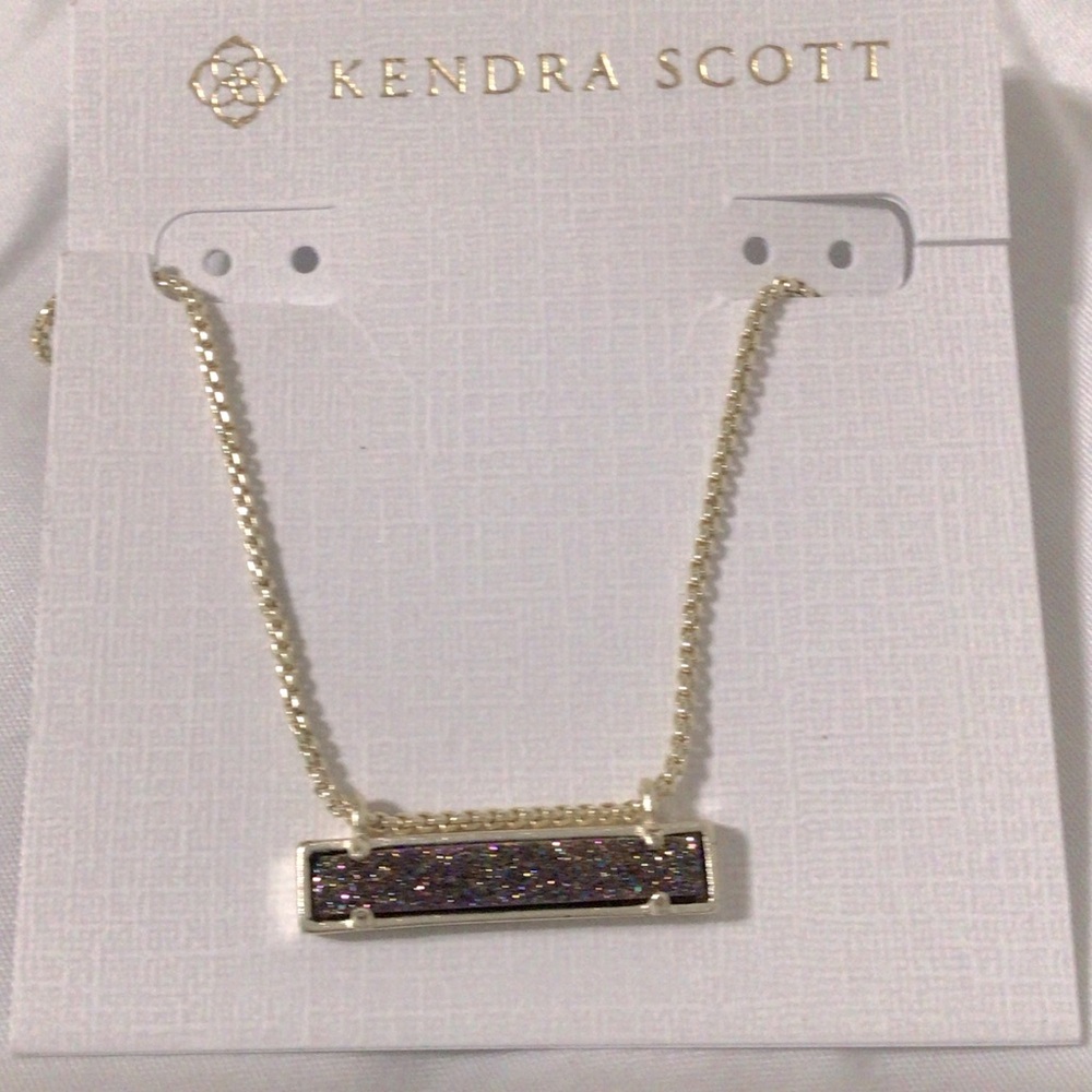 KENDRA SCOTT~Leanor Bar Gold/Multi Drusy Necklace~NWT